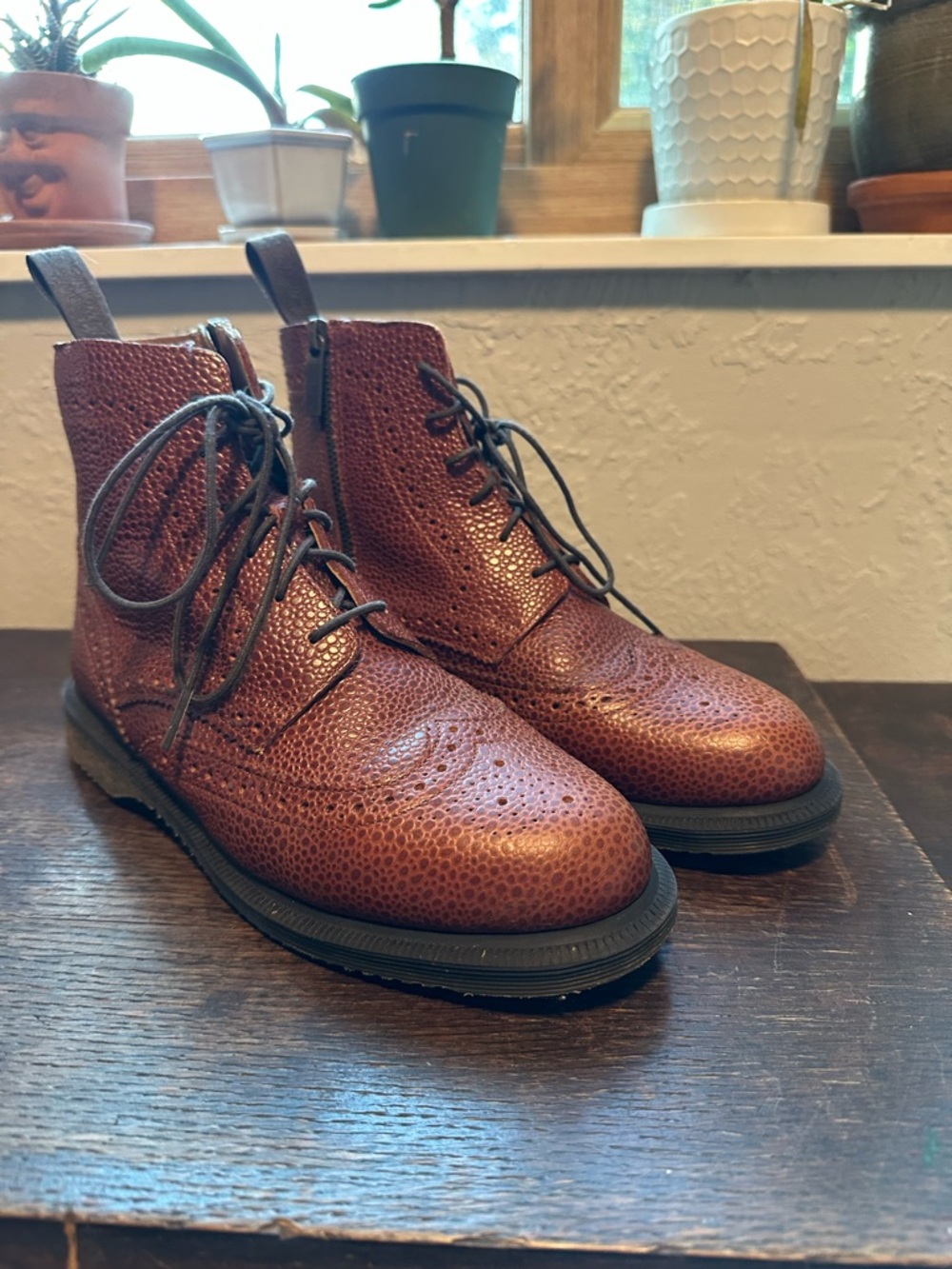Dr. Martens Women’s Textured Brown Delphine Boots